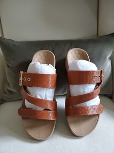 Vionic Rio Brown Lizard Platform Slides Women's Size 9Adjustable Straps Comfort