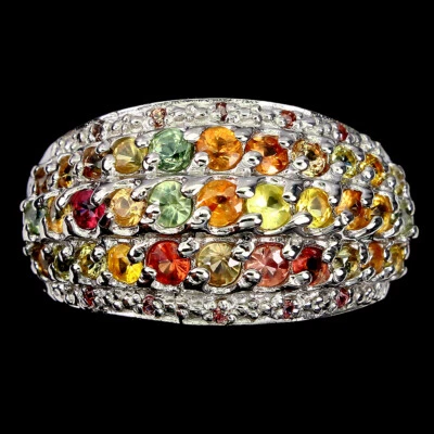 Летнее кольцо из серебра 925 пробы с круглым сапфиром и натуральным драгоценным камнем ювелирные изделия размер 8 - Изображение 1 из 4