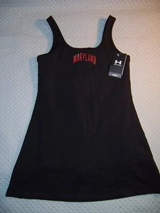 NEW Maryland Terrapins Under Armour UA Black Tank Tennis Dress Women's M - Foto 1 di 5