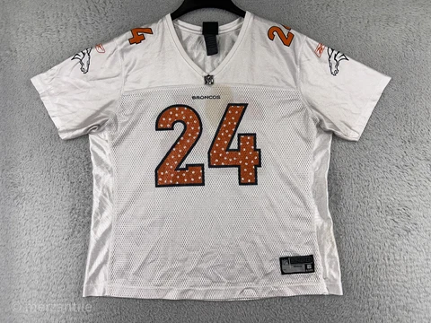 Denver Broncos Football Jersey Womens 2XL XXL White NFL #24 Champ Bailey Reebok Cover