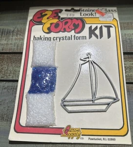 Vintage Eze Form Stained Glass Suncatcher Kit Sail Boat New Old Stock - Picture 1 of 6