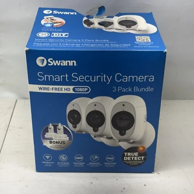 Swann Smart Security 1080P Battery Camera 3 pack + 2 Outdoor Stand *NEW* - Image 1 of 4
