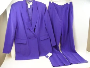 BEN MARC Woman's 100% Polyester Pants Suit Double Breasted Purple-Size 12 - NEW - Picture 1 of 12