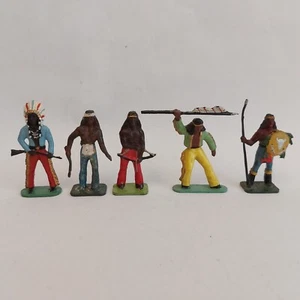 Figuras de juguete vintage raras de plástico de Polonia x5 soldados indios 7 cm - Imagen 1 de 12