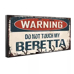 Advertencia No Toques Mi Beretta Madera Llavero Soporte para Correa para Mascotas - Imagen 1 de 7