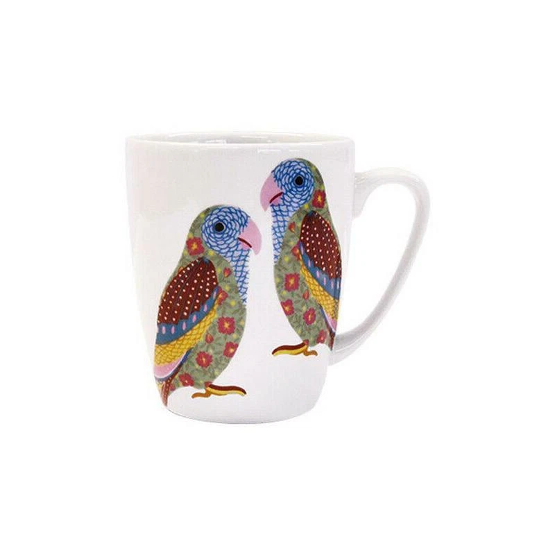 Queens by Churchill Paradise Birds China Oak Coffee Mug Tea Cup 400ml Love Birds - Image 1 of 1