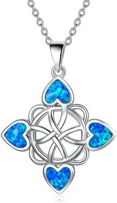 IMPRESIONANTE Collar Ópalo Plata Esterlina Nudo Celta Collar Regalo Aniversario Foto 1 de 3