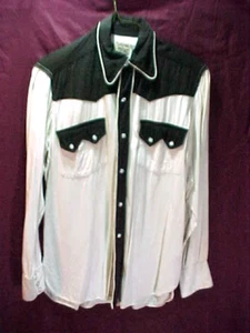 Orig 1950s COWBOY JOE-The " LONE RIDER " White + Black WESTERN SHIRT MOP Snaps - Picture 1 of 5