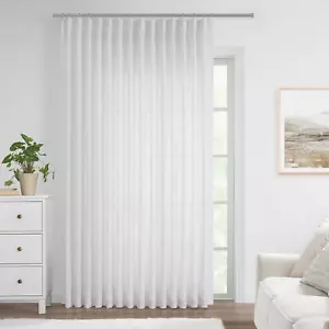 White Pinch Pleated Semi Sheer Curtains Textured Light Filtering Window Curtains - Picture 1 of 7