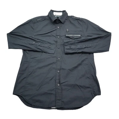Howe Shirt Mens M Black Button Up Long Sleeve Collared Chest Pockets Cotton - Image 1 of 4