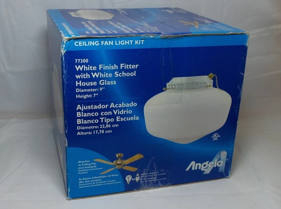 Schoolhouse Light Kit - White Finish Holder for Westinghouse Ceiling Fan (77300) - Изображение 1 из 1