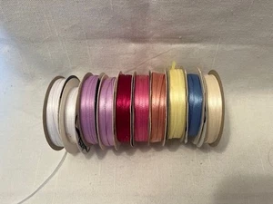 Lot of 10 Craft Ribbon Mixed Offray Spool O' Ribbon Assorted Colors - Picture 1 of 3
