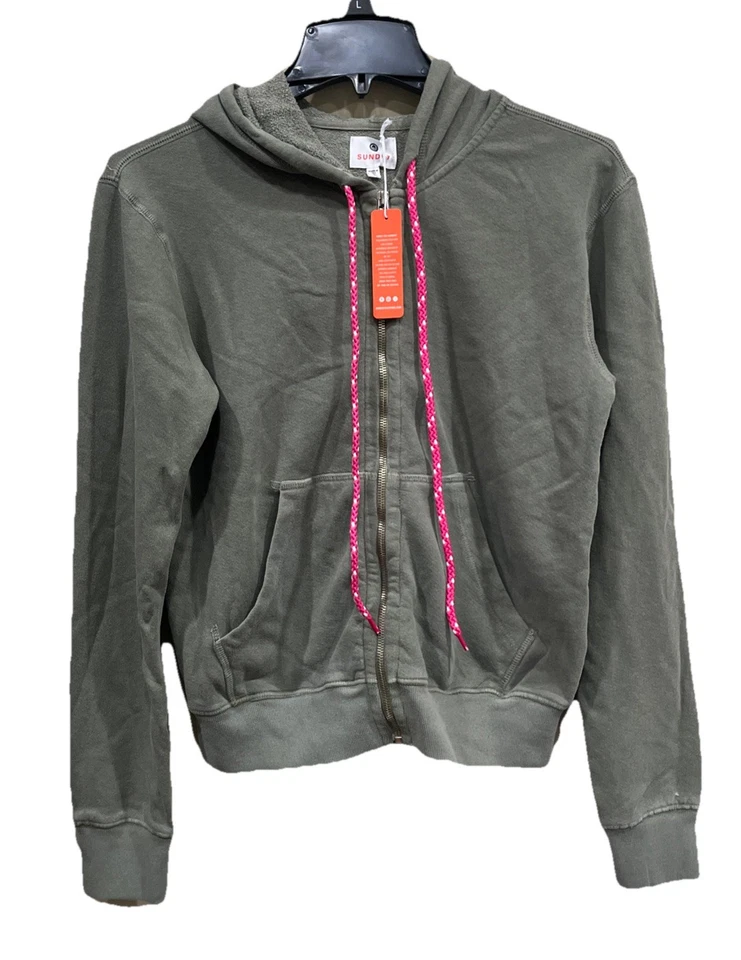 Sundry Full Zip Hoodie Sweat Jacket Vintage Washed Sage Relaxed Fit 100%Cotton 0 - Image 1 of 4