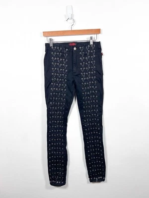 Tripp Nyc Jeans Trousers 27 UK 10 Black Medieval Pant Goth Lace Up Punk Emo Slim - Image 1 of 4