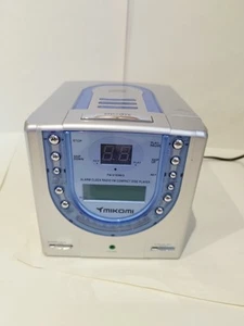 Mikomi Alarm Clock FM Radio Cube CD Player Snooze Button Silver + Blue PC-5330 - Picture 1 of 7