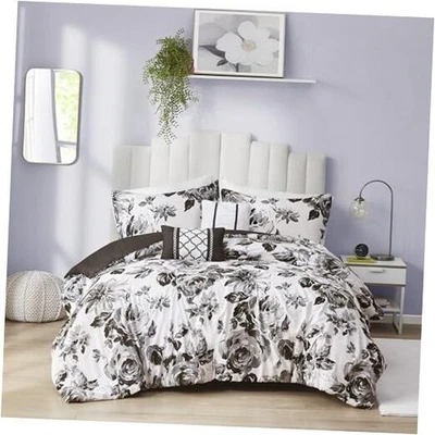  Dorsey Comforter Reversible Flower Floral King/Cal King Dorsey Black/White - Image 1 of 4