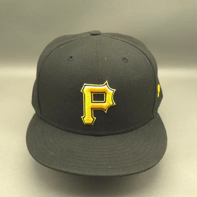 Pittsburgh Pirates Hat Cap Fitted 7 3/4 Black 59Fifty Baseball MLB New Era Adult - Image 1 of 4