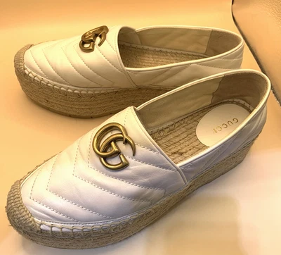 Zapatos para mujer alpargata plataforma piel de becerro GUCCI GG 551884 talla 37/6,5 Foto 1 de 4