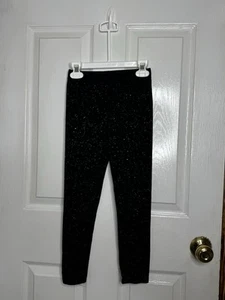 Cat & Jack Sparkle Leggings Girls Size Medium 7-8 Black Glitter Pull On - Picture 1 of 4