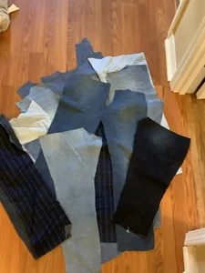 Denim Blue Jean Fabric Scraps 10 Pounds Crafts DYI Quilting - Picture 1 of 6