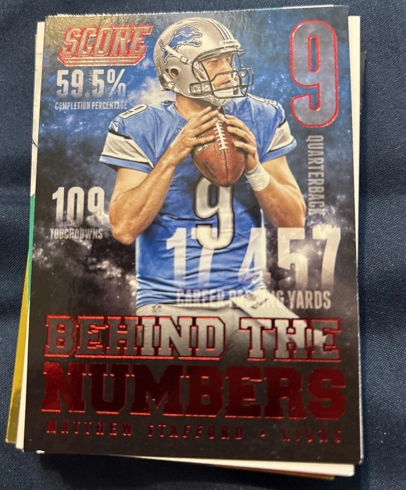 2014 Score - Behind the Numbers Matthew Stafford #BN4 Red - Image 1 of 1