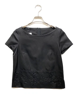 JIL SANDER NAVY 100% silk beaded blouse M black Near Mint - Image 1 of 4