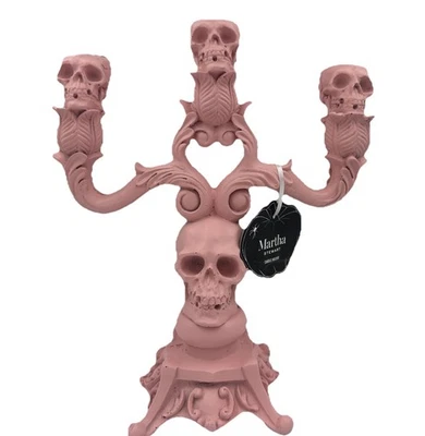 Candelabro Rosa Martha Stewart con Calaveras Gótico Halloween Summerween Decoración Nuevo con Etiquetas Foto 1 de 4
