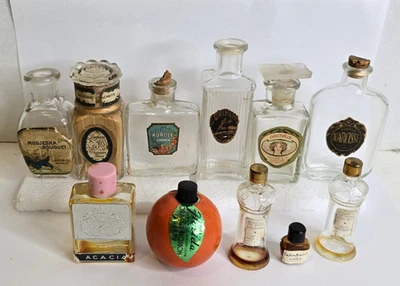 Antique Vintage Perfume Bottles Larkin Colgate Jensen Djer Kiss Lot of Eleven - Image 1 of 4