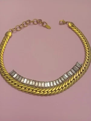 Collar Gargantilla Elizabeth Cole Diamantes de Imitación Tono Dorado Grueso Cadena  Foto 1 de 4