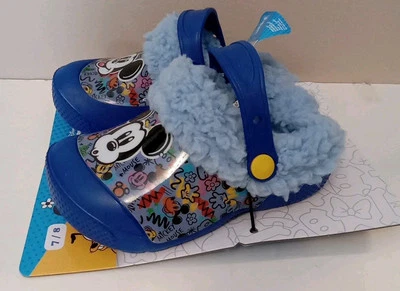 迪士尼米老鼠蹒跚学步的孩子保暖抓绒衬里蓝色木屐尺寸 7/8 — 第 1/4 张图片