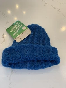 NEW Vintage 90s Warm N Lively Knit Hat Ladies Beanie Boggin Blue Headwear - Picture 1 of 5