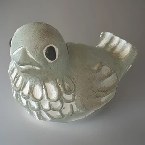 ISABEL BLOOM Green 5” BABY BIRD Chick Chickadee Cement Figurine SIGNED - Picture 1 of 8