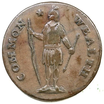 Moneda de cobre colonial de centavo 1788 13-N R-4+ sin período después de Massachusetts Foto 1 de 2