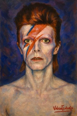 Original Valentinarte Oil Painting David BowieRock Icon Music Handmade Art — 第 1/4 张图片
