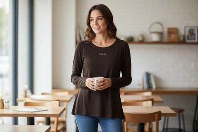 FROGBOX Damen Oberteil Langarm Shirt Casual Viskose Longsleeve LOVE ALL Abdruck - Bild 1 von 4