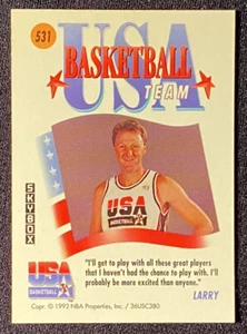 Tarjeta de baloncesto Larry Bird 1992 EE. UU. Olímpico Hombre Dream Team Skybox #531 - Imagen 1 de 2