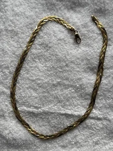 Vinta 14k Tri Color Gold Chain Necklace braided Herringbone 7mm 16", 15.8 Grams - Picture 1 of 14