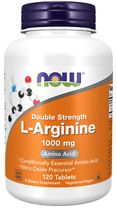 Double Strength L-Arginine 1000mg 120 Tabs Amino Acid Now Foods Kosher/Vegan