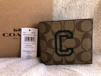 Coach 3n1 Signature Varsity Wallet Men's - Khaki/Green - Style #CF611 - NWT - Image 1 of 4
