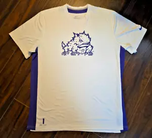 Nike Dri-Fit TCU Horned Frogs Basketball White T-Shirt Men's Size XL Fort Worth - Picture 1 of 10