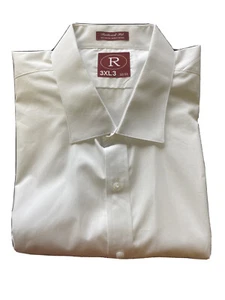 White Fitted Laydown Collar Tuxedo Shirt 3XL 32/33 #15 - Picture 1 of 2