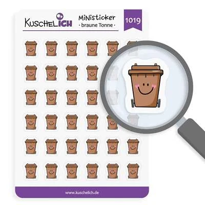 Ministicker braune Tonne 36 Stück – Aufkleber Planer Kalender Bullet Journal - Bild 1 von 4