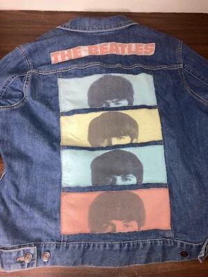 Chaqueta vaquera cosida personalizada de The Beatles talla L parche trasero grande estilo vintage Foto 1 de 4