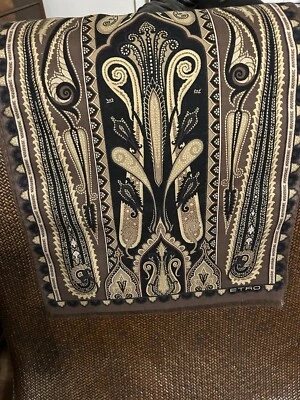 Impresionante bufanda rectangular Etro cachemir mezcla seda estampado cachemir negro marrón usada en excelente estado Foto 1 de 4