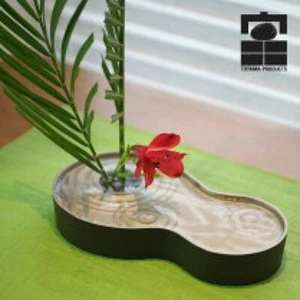 Jarrón de flores de metal japonés Shizuka Suiban Ikebana Hisago hecho en Japón - Imagen 1 de 2