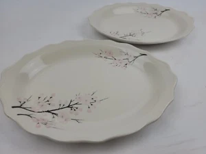x2 VTG SYRACUSE China Early Restaurant Ware PLATTERS Pink Cherry Blossom - Picture 1 of 12