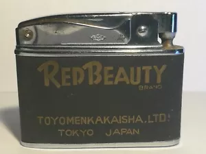 Accendino pubblicitario piatto Luneta Company rosso marca Beauty RARO made in Japan - Foto 1 di 3