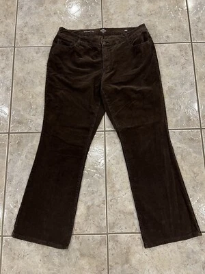 Pantalones para mujer 18W St Johns Bay marrón oscuro pana corte boot 38X30 Foto 1 de 4