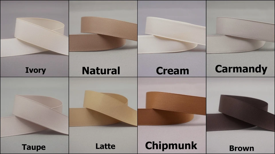5yds~~38mm Ivory/Taupe/Latte/Brown Solid Grosgrain Ribbon 8 Colours U Pick - image 1 of 1