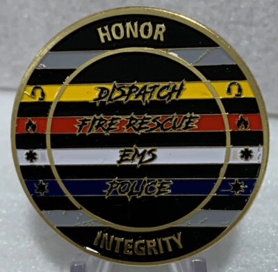 *Dispatch Fire EMT EMS Police Gold Challenge Coin Honor Integrity Medical Rescue